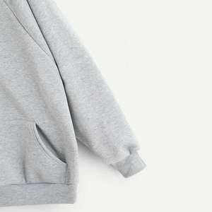 Sweat à capuche en molleton de coton gris prix de gros sweats à capuche thermiques avec logo personnalisé - Product Image 2