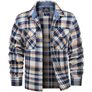 เสื้อเชิ้ตผ้าสักหลาดผ้าฝ้าย100% แขนยาวเสื้อแจ็กเก็ตลายสก็อต2กระเป๋า250 GSM bespoke ฉลากส่วนตัว - Product Image 3