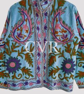 Chaqueta de Estilo Chino con Cuello Mandarín Bordado, Talla Grande, Ropa Exterior para Mujer, Primavera, Casual, Manga Larga, Algodón, Estampado Floral - Product Image 3