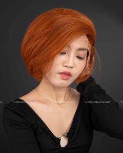 วิกผมแท้จากผู้บริจาคหลายคน ทรงพิกซี่สั้นสีส้ม ผมเวียดนามแท้ ย้อมสีได้ทุกสี - Product Image 3