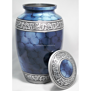 Urna de cremación azul nublado, cenizas humanas, urna funeraria grande para adultos hecha a mano, conmemorativa decorativa, exportador indio, proveedor a granel - Product Image 2