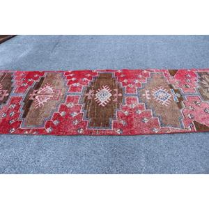 Turkish <b>Runner</b> Rug, 3.5x11.5 ft Vintage Rug, <b>Red</b> Herki Wool Rug - Product Image 3