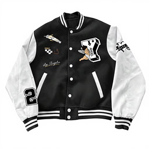 Fabricant sur mesure, veste universitaire de haute qualité, broderie appliquée, feutre mélangé laine et cuir, veste universitaire, MOQ10 personnalisé - Product Image 1