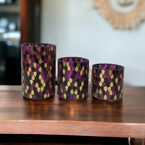 Hand-Crafted <b>Gold</b> Pink Mosaic Decorative Votive Holder Home & Garden Candle Glass Jars for Wedding & Christmas <b>Lanterns</b> - Product Image 2