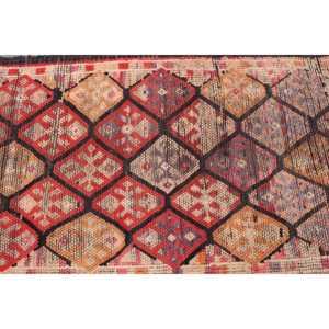 2.8x13.9 ft Rug, Vintage Turkish Rug, <b>Red</b> Brown Ombr <b>Wool</b> Rug - Product Image 4