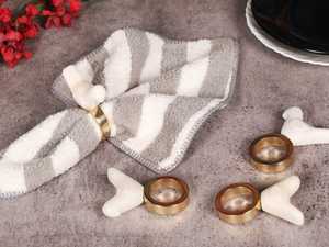 Anneaux de serviette en laiton élégants faits à la main, porte-serviettes en bois de marbre pour la décoration de table de mariage, accessoires de cuisine, prix réduit - Product Image 2