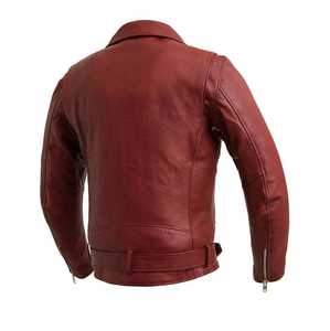 Blouson de moto unisexe en cuir, fournisseur OEM, veste de protection coupe-vent pour motard, couleur rouge, vente en gros 2026 - Product Image 4