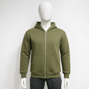 Vente en gros de sweats à capuche en coton à fermeture éclair, imprimés numériquement, avec logo, 360 g/m², coupe courte, entièrement zippés, style vintage, pour hommes - Product Image 1