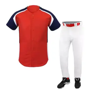 赤と白の最新デザイン男性野球ユニフォーム2024良質卸売最高品質野球ユニフォーム