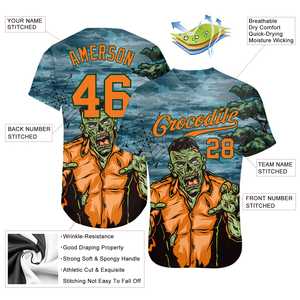 Venta al por mayor diseño 3D patrón Halloween calaveras auténtico impreso béisbol Jersey para venta en línea - Product Image 3