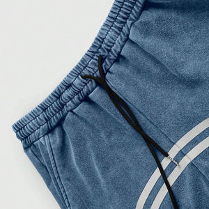 Pantalon de survêtement 100% coton polaire lavé à l'acide étoiles tricot tissu Streetwear fermeture éclair cheville pantalon avec étiquette en caoutchouc pour pantalons pour hommes - Product Image 5