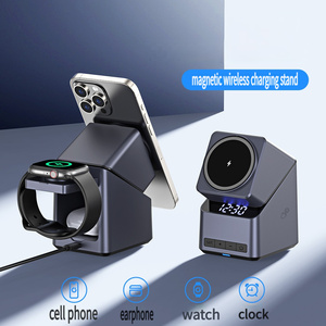 4 in 1 Magnetic <strong>Bedside</strong> Digital Alarm <strong>Clock</strong> &amp; Wireless Charger 15W Phone Fast Charging for <strong>iPhone</strong> 17 Pro Max Earbuds Watch - Product Image 3