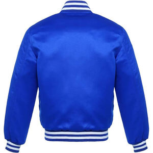 Veste de baseball violette avec logo personnalisé, veste bomber en satin pour hommes, fabricant OEM ODM, varsity - Product Image 4
