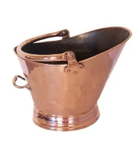 Cubo de carbón martillado de cobre puro antiguo, elegante Cubo de Metal hecho a mano para chimeneas, accesorios de diseño elegante - Product Image 6