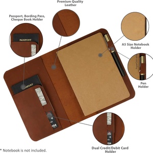 Couverture de carnet en cuir DIVRIS A5 5,75x8,25 pouces, reliure en cuir, motifs gaufrés/estampés/imprimés pour les voyageurs - Product Image 5