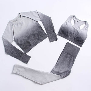 2024, ropa deportiva para correr sin costuras para mujer, ropa deportiva para gimnasio, conjunto de Yoga acanalado de 5 piezas, Sujetador deportivo de Color sólido, mallas, ropa deportiva - Product Image 5