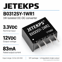 Convertisseur DC-DC isolé JETEKPS B0312SY-1WR1 1W, 3,3V vers 12V 83mA, module d'alimentation SIP non régulé, RoHS