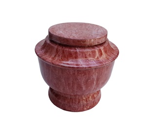 Urna de aluminio para adultos hecha a mano con piedra roja acabada para cenizas humanas Urna de cremación de aluminio recién llegada - Product Image 1
