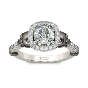 Jeulia Halo Cushion Cut Sterling Silver <b>Skull</b> <b>Ring</b>-Rhodium Plated Fine Jewelry with Zircon - Product Image 2