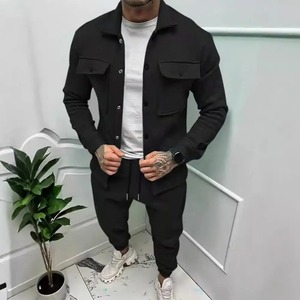 Conjunto de Dos Piezas de Invierno para Hombre, Grueso y Cálido, Chaqueta de Manga Larga y Pantalones, Estilo Formal, Ropa Deportiva, Hecho 100% de Felpa de Algodón - Product Image 2
