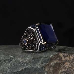 New Arrival Azuris 925 Sterling Silver Men's <b>Ring</b> Ottoman Style From Turkey Natural Stone <b>Aqeeq</b> Fine Jewelry VALKH1009 - Product Image 2