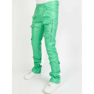 Pantalons en simili cuir pour homme, coupe évasée, nouvelle collection, élégants, avec fermeture éclair latérale et poches sur le devant - Product Image 3