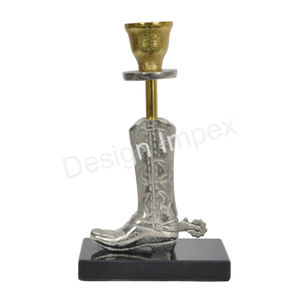 Bougeoir équestre bougeoir en métal argenté et doré articles de décoration de table artisanat bougeoir à botte de cheval sculpté - Product Image 3