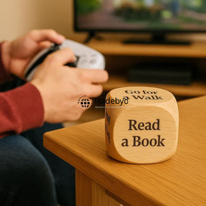 Dés en bois polyédriques faits à la main de qualité supérieure, ensemble de 7 pièces, durables, écologiques, multicolores pour les jeux de rôle sur plateau Tradebyd - Product Image 1