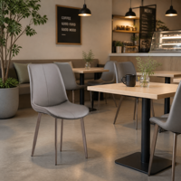 Chaise de salle à manger réglable en acier monobloc avec siège rembourré et dossier incurvé, design moderne pour la maison, l'hôtel et la cuisine