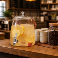 1 Galon Jug Plastik PET untuk Teh dan Infus Buah, Dispenser Minuman dengan Keran, Wadah Jus untuk Rumah, Kantor, dan Pesta