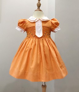 Mignon citron jaune smocké filles robe-personnalisé brodé A-ligne princesse robe-OEM-ODM - SM12062023 - Product Image 2