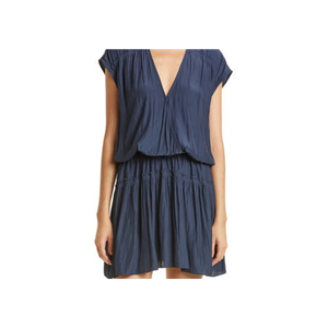 Abito Formale Corto Ramy Brook Judy Blu Navy Taglia XS con Maniche a Sbuffo, Vita Impero, Decorazione Arricciata, in Viscosa Traspirante per Giornate Primaverili - Product Image 2