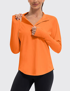 Vente en gros de pull ample à demi-fermeture éclair sweats chauds pour femmes sweats à capuche et sweat-shirts en coton polaire personnalisés 1/4 avec fermeture éclair pour femmes - Product Image 3