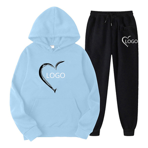 Wholesale Custom Print 100% Cotton Winter Sweatsuit Hoodie Set Men Custom Logo Embossed/Embroidery Jogging Tracksuit Set Running - Product Image 4
