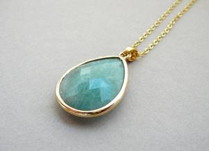 Collier pendentif en argent sterling doré vintage fait à la main avec aventurine, long collier en pierre précieuse verte, élégant collier à pendentif, cadeau - Product Image 3