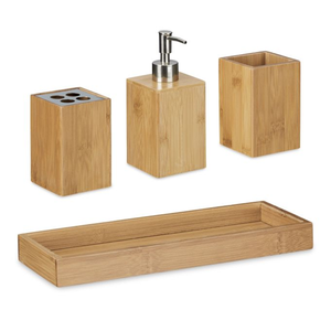 Juego de baño completo de madera con dispensador de jabón y champú de 3 piezas directo del proveedor doméstico - Product Image 6