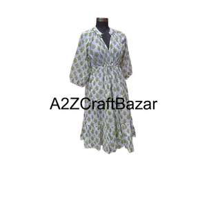 Robe mi-longue en coton Himanshi style vintage à motifs floraux, en tissu respirant et écologique, décontractée pour l'été, à taille naturelle, pour le quotidien - Product Image 5