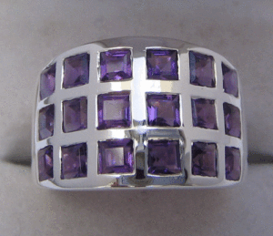 แหวนเงินชั้นดีลายเรขาคณิตสไตล์คลาสสิกโรเดียมชุบด้วยพลอยเครื่องประดับสำหรับงานแต่งงานน่ารัก - Product Image 1