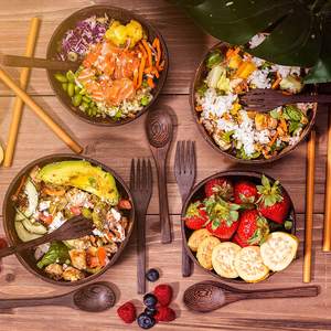 Usine de gros bols en coquille de noix de coco végétalien naturel/ensemble de vaisselle en bois de noix de coco du Vietnam - Product Image 4