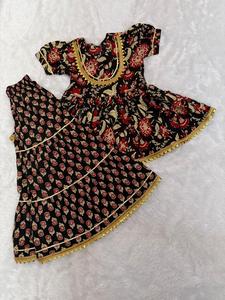 Kurti Sharara Dupatta Set niños Niñas Algodón puro Suave cómodo Ropa de fiesta étnica Festival Ropa India tarifa al por mayor - Product Image 3