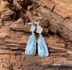 Pendientes artesanales de ágata verde musgo y piedra lunar, plata de ley 925, joyería de piedras preciosas para mujer, regalo. - Product Image 1