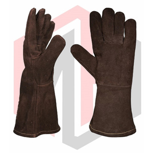 Gants de soudage super résistants à la chaleur, 11 oz, cuir épais brun foncé, 16 pouces, antistatiques, résistants aux déchirures, sans silicone, équipement de sécurité - Product Image 1