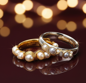 Bague en argent sterling 925 plaqué or 18 carats avec perle naturelle de luxe de 4 mm ronde et zircon cubique, bijoux fins pour femmes, bijoux faits à la main - Product Image 2