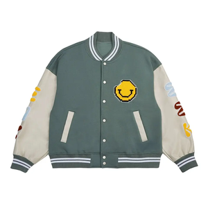 เสื้อแจ็คเก็ตวาร์ซิตี้บุขนแกะกันลม ผ้าแคนวาสถักคุณภาพพรีเมียมสำหรับผู้ชาย ขายดี มีจำนวนมาก ดีไซน์ใหม่ 2024 แบบ Letterman - Product Image 4