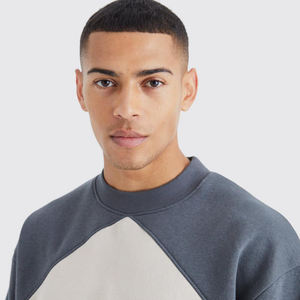 Sudadera de Moda con Bordado 3D Personalizado, Cuello Redondo, Talla Grande, Estilo Urbano, Cómoda, Holgada, 100% Algodón, Bloques de Color - Product Image 3