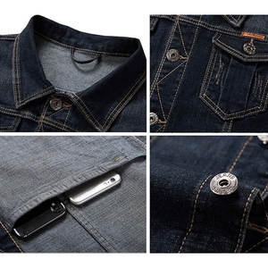 Nouveau Style hommes sans manches gilet Denim hommes vêtements noir quantité personnalisé Oem haute qualité respirant hommes Denim gilet - Product Image 6