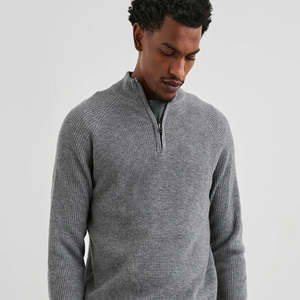 Custom Casual Men Pullover Sweater Zipper Sport Cotton Zip Knitted Sweater Man Quarter Zip Knitwear - Product Image 5