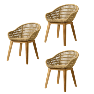 Chaise moderne et élégante en rotin et osier avec pied en bois, chaise de salle à manger, matériau écologique pour restaurant et hôtel - Product Image 6