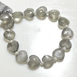 ลูกปัดพลอยมูนสโตนสีเทาขนาด10มม. แบบเหลี่ยมเพชรพลอยรูปหัวใจ - Product Image 4