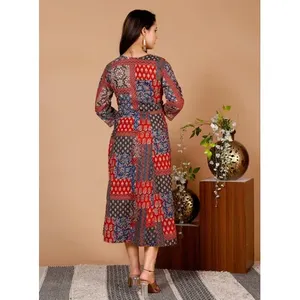 Vestido de una pieza con corte en A y cintura natural para mujer - Product Image 2